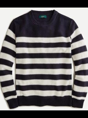 J. Crew Navy and White Striped Crewneck Sweater